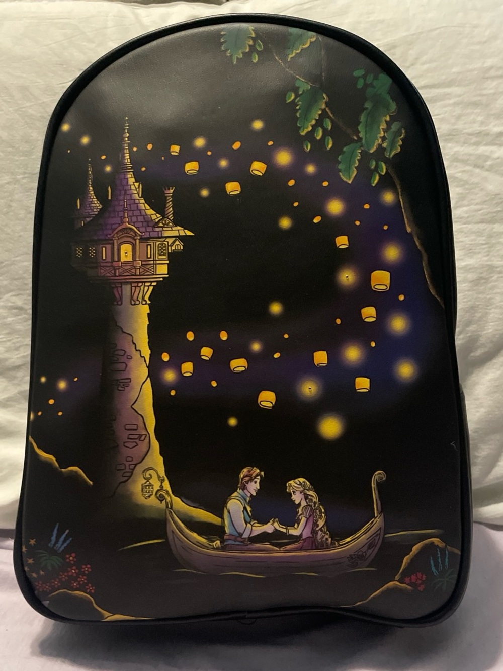 Disney Loungefly Black Backpack with Gold Plaque - Picture 1 of 5